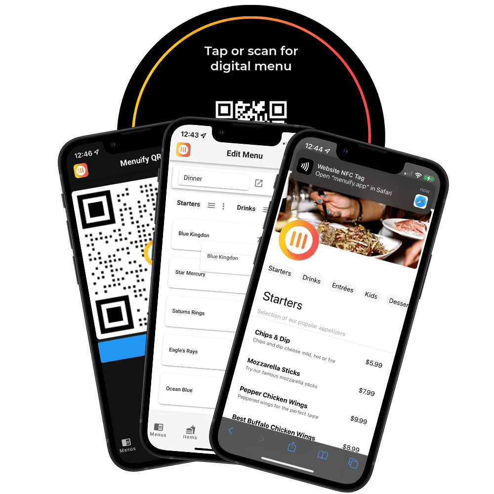 A Menuify digital restaurant menu shown on a phone
